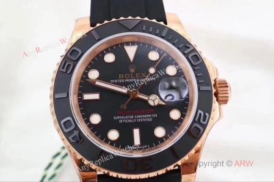 Rolex Yacht Master ár 116655 Rose Gold Black Rubber Strap Watch